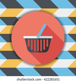 shopping basket flat icon with long shadow,eps10