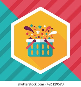 shopping basket flat icon with long shadow,eps10