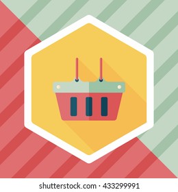 shopping basket flat icon with long shadow,eps10