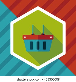 shopping basket flat icon with long shadow,eps10
