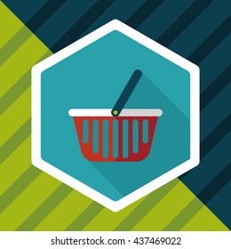 shopping basket flat icon with long shadow,eps10