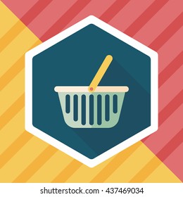 shopping basket flat icon with long shadow,eps10
