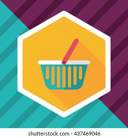 shopping basket flat icon with long shadow,eps10