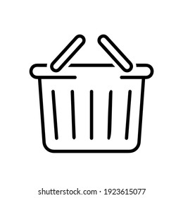 Shopping basket flat icon. Pictogram for web. Line stroke. Basket isolated on white background. Vector eps10