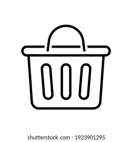 Shopping basket flat icon. Pictogram for web. Line stroke. Basket isolated on white background. Vector eps10