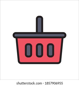 Shopping Basket Flat Icon Vector Logo Template Illustration
