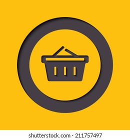 Shopping basket flat icon - vector illustration