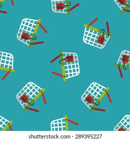 shopping basket flat icon,eps10 seamless pattern background