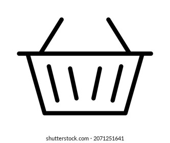 Shopping basket flat line icon. Outline sign for mobile concept and web design, store.