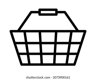 Shopping basket flat line icon. Outline sign for mobile concept and web design, store.