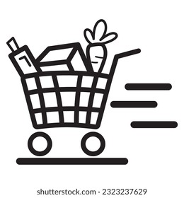 Cesta de compras, cesta de cestas, imagen de icono de vector plano aislada en fondo blanco