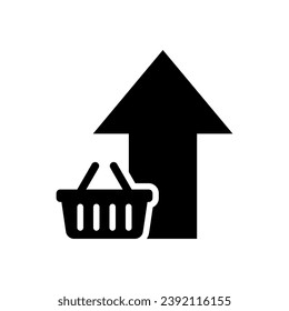 Cesta de compras. Icono de la inflación de alimentos. Costo de vida. Icono del vector aislado en fondo blanco.