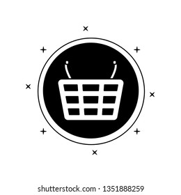 shopping basket in frame circular isolated icon