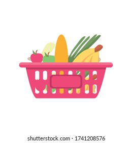 shopping basket with fruits and vegetables on white background vector illustration design