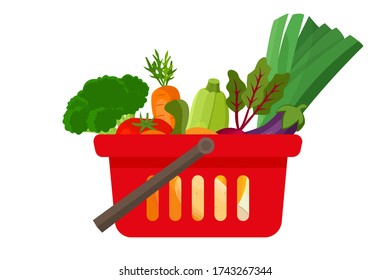 Shopping basket full of vegetables 