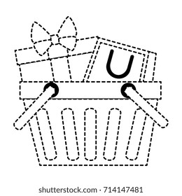shopping basket with gift and bag