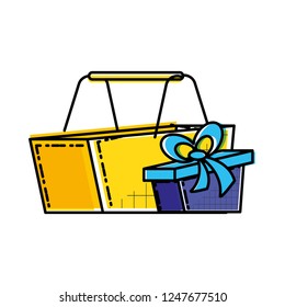 shopping basket with gift box