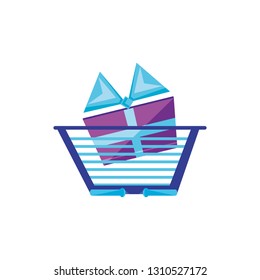 shopping basket with gift box