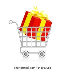 Shopping basket with gift box