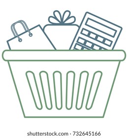 shopping basket with gift and calculator