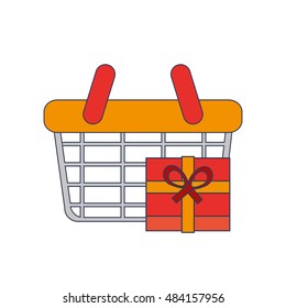 shopping basket and giftbox  icon