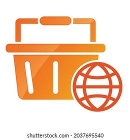 Shopping Basket And Globe Logo Vector Design For Business.
