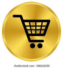 shopping basket - gold vector icon