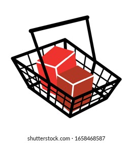 shopping basket with goods. isometric image