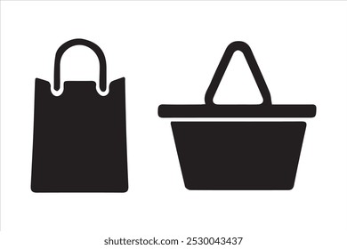 Cesta de la compra, bolso de mano, Arte vectorial de la silueta del bolso de compras ilustración