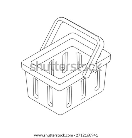 Shopping basket - hand drawn isometric black and white vector illustration.