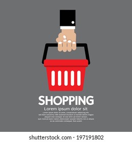 Shopping Basket in Hand Vector Illustration