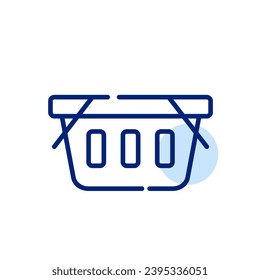 Cesta de compras con asideros hacia abajo. Icono perfecto de píxeles