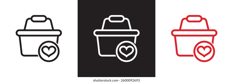 Shopping basket with heart icon. Vector illustration. isolated on white and black background. EPS 10