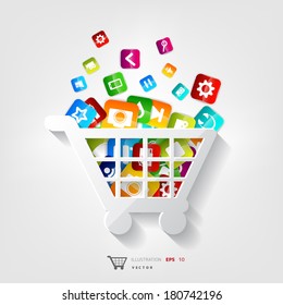 Shopping basket icon. Application button.