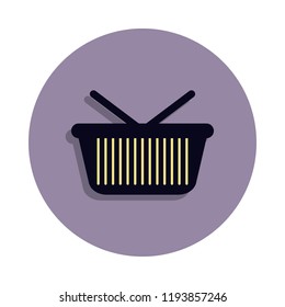 shopping basket icon in badge style. One of web collection icon can be used for UI, UX