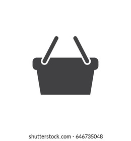 Shopping basket icon in black on a white background. Vector illustration