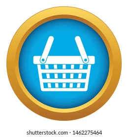 Shopping basket icon blue vector isolated on white background for any design