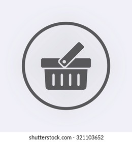 Shopping basket icon in circle . Vector illustration