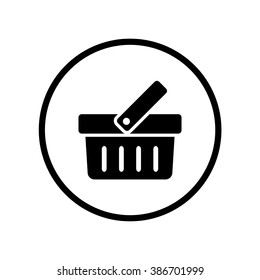 Shopping basket icon in circle . Vector illustration