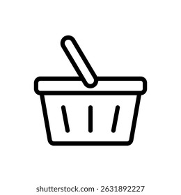 Shopping basket icon in clean line style, isolated on white. Great for online shop, purchase, and e-commerce illustrations.