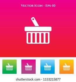Shopping Basket Icon in Colored Square box. eps-10