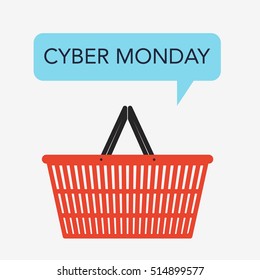Shopping basket icon. Cyber Monday day. Flat vector illustration
