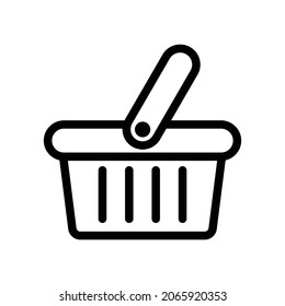 Shopping basket icon design vector template, e-shop concept design, shopping basket icon, line, outline vector sign, linear style pictogram isolated on white. Symbol, logo illustration.