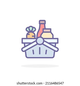 Shopping basket icon in filled outline style. For your design, logo. Vector illustration.