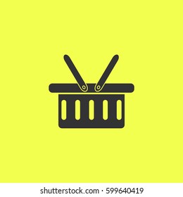 Shopping basket icon flat. Black pictogram on white background. Vector illustration symbol and bonus button