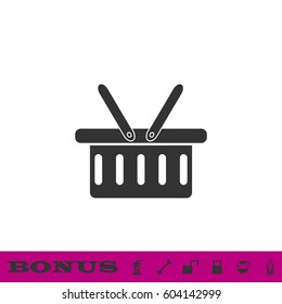 Shopping basket icon flat. Black pictogram on white background. Vector illustration symbol and bonus button
