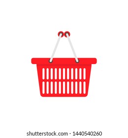 Shopping basket icon. Flat design isolated shopping basket on white background. Editable stroke.