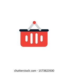 Shopping basket icon flat design. Vector illustration.