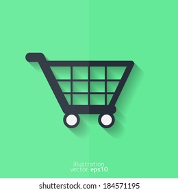 Shopping basket icon. Flat design.