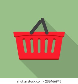 Shopping basket icon, flat design, vector eps10 illustration